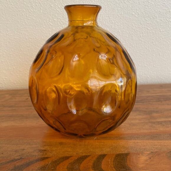Golden Amber Glass Inverted Bubble Vase - Picture 1 of 7